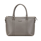グッチ マイクロ グッチシマ ショルダーバッグ トートバッグ 449656 グレー レザー レディース GUCCI 【中古】